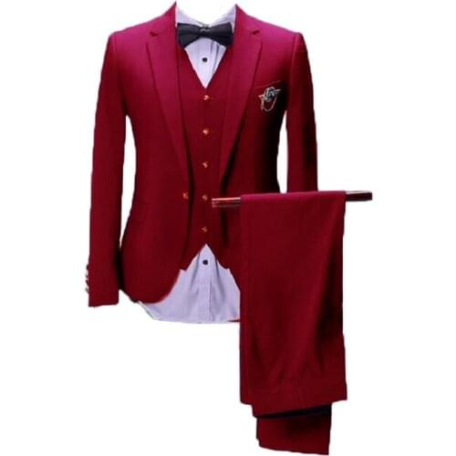 Fashion Regular Bridegroom Tuxedos Single Breasted Groom Wear Wedding Suit Evening Sut Party Suit 3Piece Suit(Jacket+Vest+Pants)