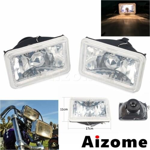 Custom Motorcycle Retro Headlight Square Diamond Cut7X 6"H4 Blub Hi/Lo Beam Front Headlamp For Harley Cafe Racer Chopper Bobber