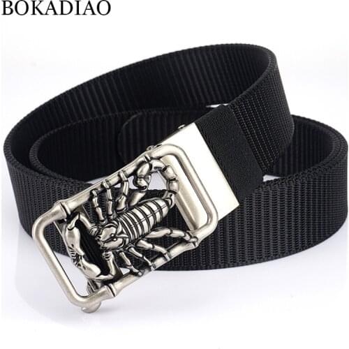 BOKADIAO Men&women Nylon Belt Metal Automatic Buckle canvas belts Outdoor sports Casual jeans waistband Army military male strap