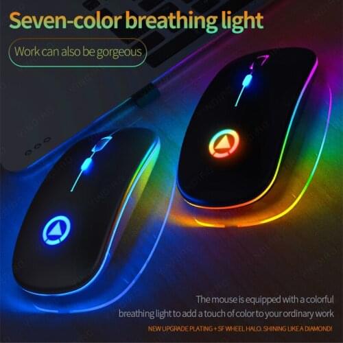A2 LED Colorful Lights Rechargeable Mouse Mini Wireless Mute USB Optical Ergonomic Gaming Mouse Notebook Computer Mouse 20