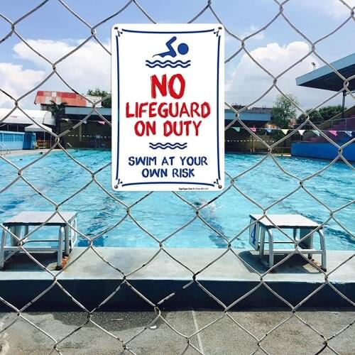 New Fashion Outdoor Metal Wall Hanging Veneer Wall Decoration Poster Art Sign Swimming At Your Own Risk Swimming Retro Sign