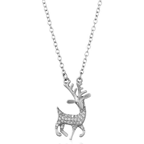 925 Sterling Silver Necklace Pendant For Women Elk Sika Deer Pendant New Trendy Charm Adjustable Chain Choker Gift Jewelry