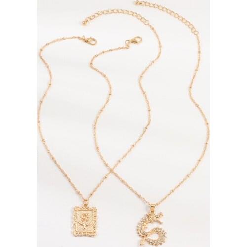 2Pcs/Set Bohemian Chinese Dragon Pendant Necklace Carved Flower Banquet Party Female Necklace Mascot Ornaments Jewelry Gift