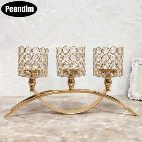 PEANDIM Votive Candle Holders Crystal Religious Activities Decorations 3-Arms Wedding Table Centerpieces Candelabrum Home Decor