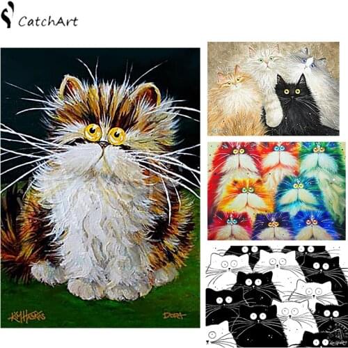 PVC Print posters Original Wall Art white Cat wall stickers Art pictures For Living Room removable self-adhesive 42x30cm