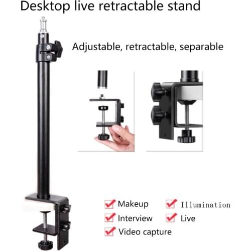 Photography Stand Phone Live Flash Ring Light Multi-function Holder 1/4 Screw Telescopic Bracket with C-shaped Clamp