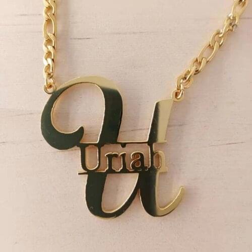 Custom Big First Letters Nameplate Choker Necklace For Women Unique Style Personalied 26 Big Initials Name Pendent Gifts