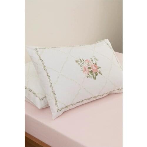 Rose Pattern Cotton 2'li Pillow Case 50x70 Cm Light Pink Dust Proof Do Not Sweat Cushion Protector Cover home decoration textile