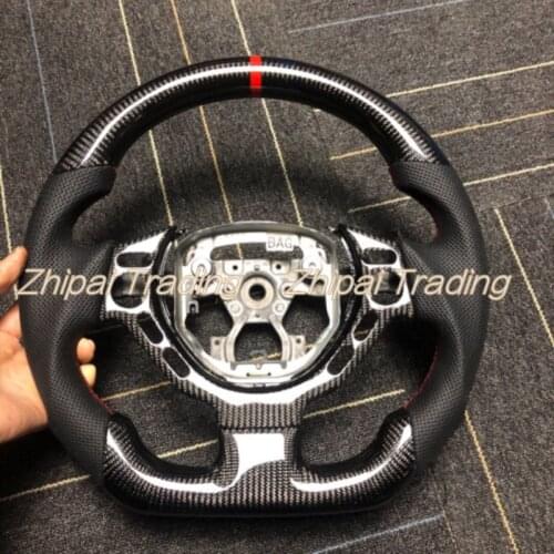 Carbon fiber steering wheel Perforated leather handle For NISSAN GTR R35 with carbon fiber button frame