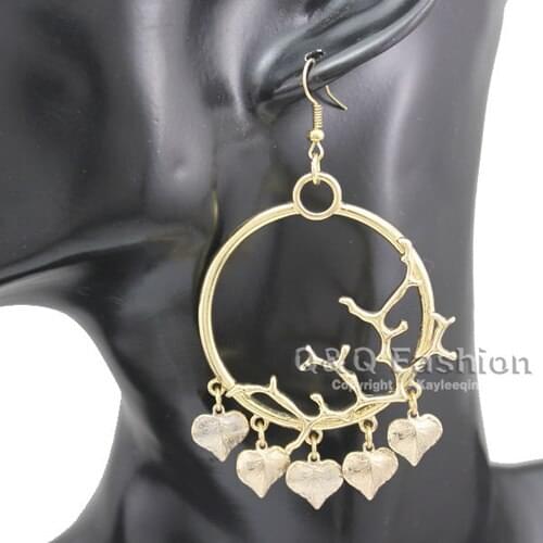 Beach Sea Ocean Coral Branch Gold Multi Leaf Hoop Statement Dangle Earrings Jewelry New