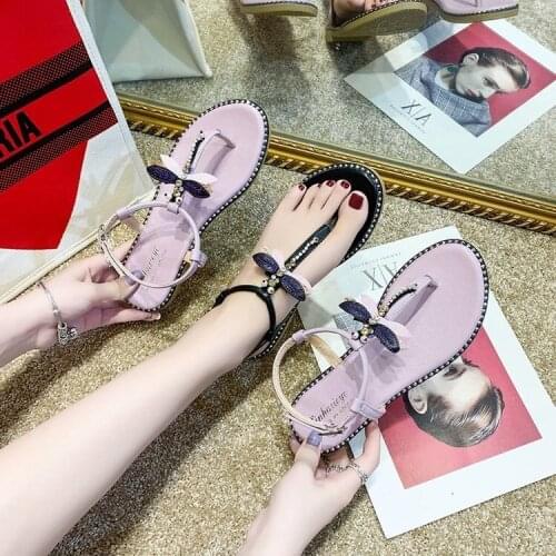 Flip Flops Flat Sandals Women Metal Decor Casual Holiday Beach Shoes Ladies Black Leather Ankle Buckle Strap Sandalias Mujer