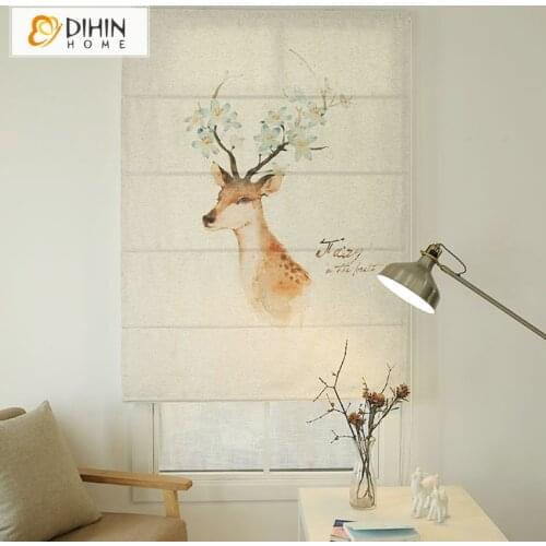 Modern Fashion Deer Printing Blackout Curtains Roman Blinds Customized Roller Blind For Living R
