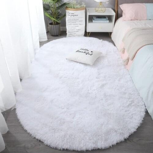Thick Oval Carpet Bedroom Bedside Rug Living Room Carpet Modern Plush Shaggy Area Rug Home Decor Carpet Fluffy Carpet for Room