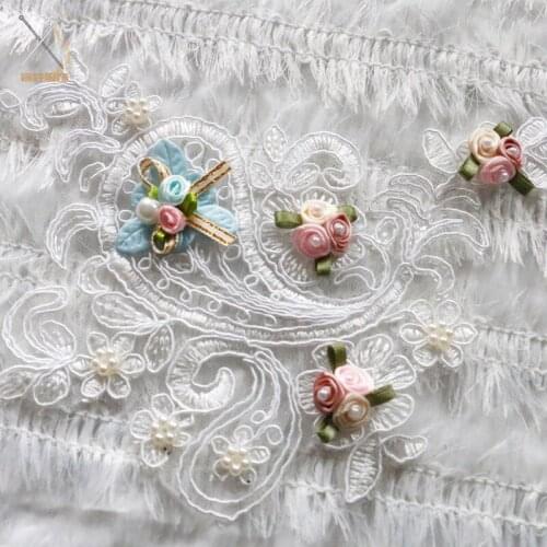 Craft supplies lace appliques embroidery patches trim 3D hand made embroidery flower