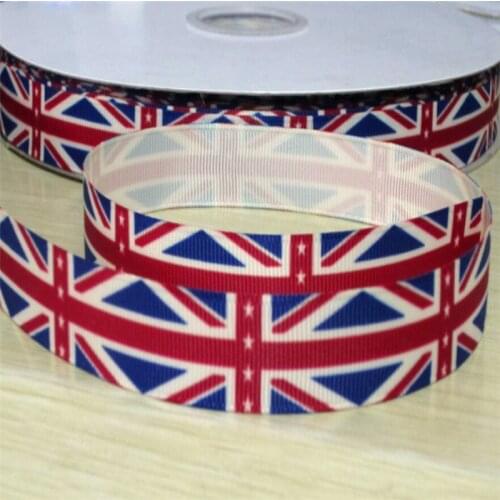 Pick Size 9 16 25 38 mm Width brand logo Ribbons UK flag Printed Grosgrain Ribbon Hair Bows R25