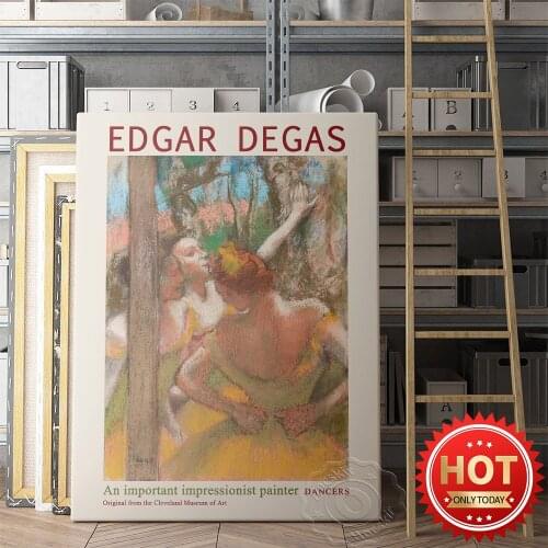 Cleveland Museum Of Art Exhibition Poster, Impressionism Painter Edgar Degas Famous Artworks Dancers Prints, Retro Oil Painting