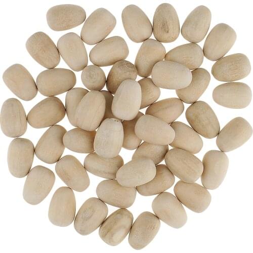 Wood Easter Eggs Wooden Fake Eggs Toys 50 Pieces Natural Color 16x12mm for Crafts Kids Painting Decorating Laying Chickens