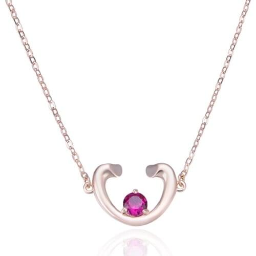 YJBX002361 New Fashion S925 Pure Silver Chain Jewelry Rose Golden Love Heart-shaped Pendant Necklace