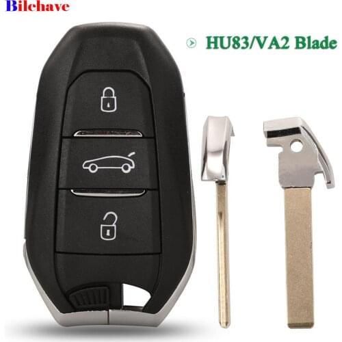 Bilchave 10pcs 3 Buttons For Citroen C4 For Peugeot 308 508 For DS4 DS5 FOB Remote Car Key Shell HU83 /VA2 Blade Replacement