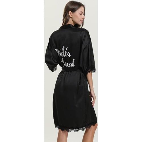 Brides Silk Satin Night Gown Robe Bathrobe Pink Wedding Bride Bridesmaid Robes Dressing Gown For Women NW68