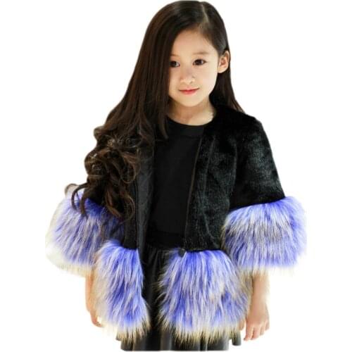 Winter girl faux fur coat elegant solid warm fur coat for 6month-12years girls kids children thick fur coat outerwear