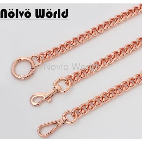 1-5 pieces 60-120cm 13mm Roll Rings Alumium Chain Rose Gold Pink Color Bag Strap Long Strap Chain Light Weight