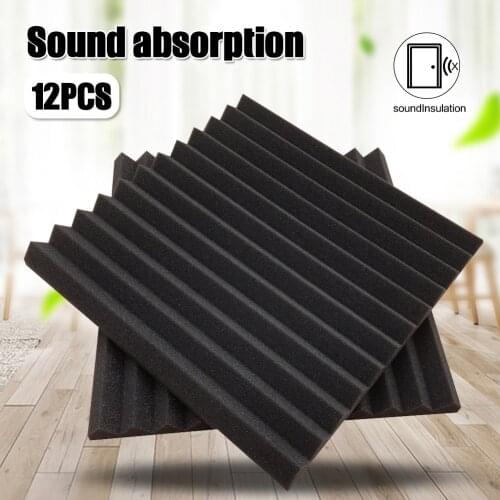 12 Pcs Sound-absorbing Cotton Triangular Grooves Sound Insulation Proofing Foam Board Mat Sheet WXV Sale