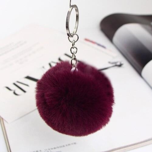 13 Colors Fluffy Fur Pom Pom Car Keychains Soft Faux Rabbit Fur Ball Car Keyring Key Chains Women Car Key Pendant Jewelry