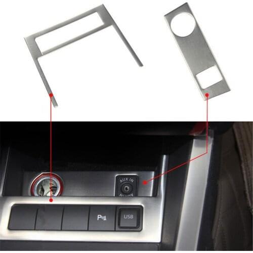2pcs New High Quality Stainless Steel Cigarette lighter Sequins USB Panel Decoration Cover For Volkswagen Jetta MK6 Car Styling