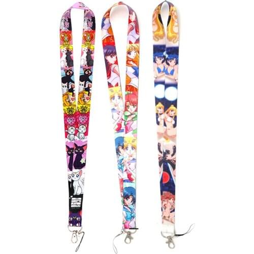 24pcs/lot MD693 DMLSKY Anime Printed Lanyard Key Strap for Phone Keys Cartoon Lanyards ID Badge with Key Ring Holder