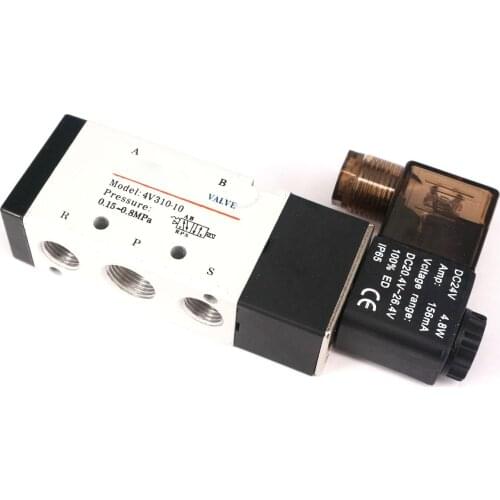 3/8" BSPT DC12V DC/AC 24V AC36V AC110V AC220V AC380V 5 Ports 2 Position Single Solenoid Pneumatic Air solenoid Valve 4V310-10