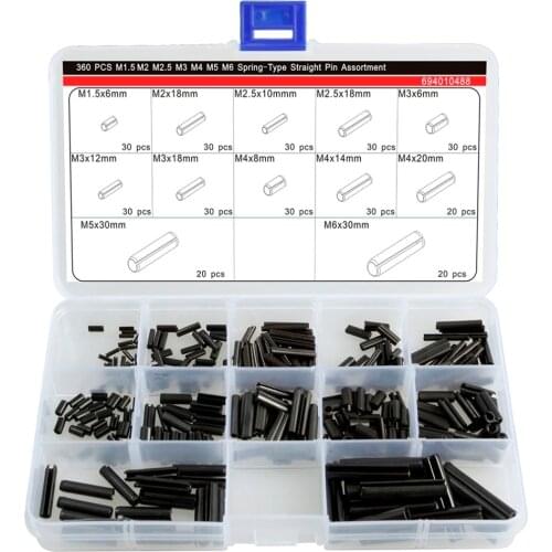 330Pcs Steel Split Spring Dowel Tension Roll Pin Metal Hardware Assortment Kit