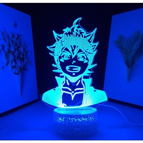 Anime Black Clover 3D LED Lamp Asta for Bedroom Decor Nightlight Birthday Gift Room Table Lamp Acrylic Manga LED Light