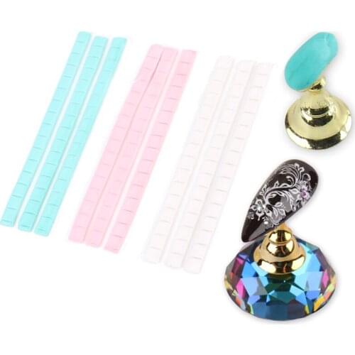48 tips/pack Removable Non Toxic Multi-Purpose Stick Nail Fixing Clay Glue Adhesive Reusable Nail Practice Stander Tips Display