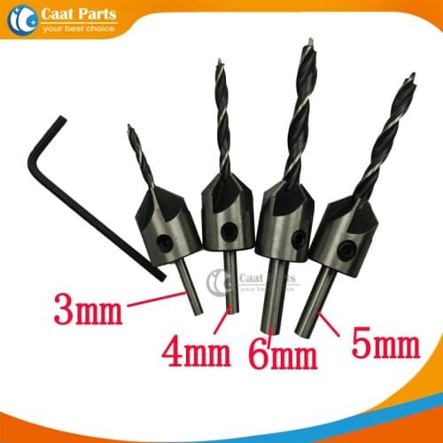 5pcs,3-6mm,Three sharp woodworking Countersunk head drilling / reaming drill / chamfering / Directional Drilling / HSS drills