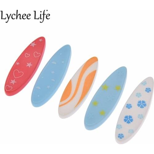 5pcs Surf Board Ornament Model Random Color Floral Print Miniature Figurines Modern Home Table Gift Decoration Craft