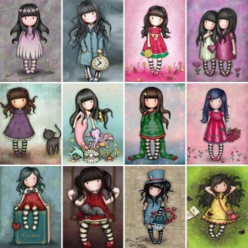 5D Diamond Painting Cartoon Girl Picture Full Round Diamond Embroidery Cross Stitch Gift Kits Home Decoration