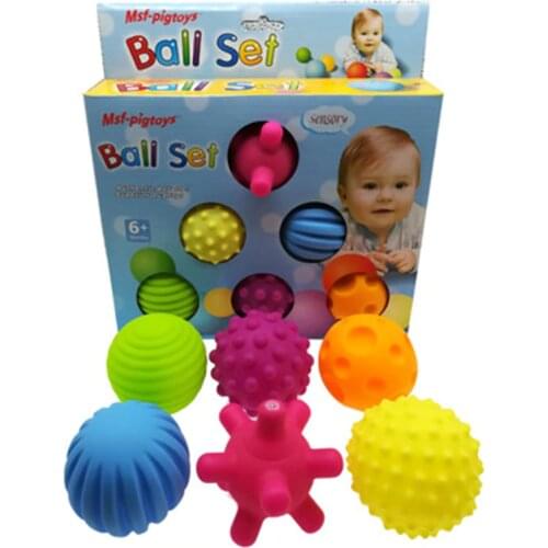 6pcs/set Baby Toy Ball Set Develop Babys Tactile Senses Toy Touch Hand Ball Toys Baby Training Ball Massage Soft Ball LA894335