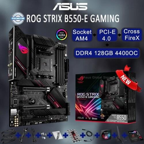 Asus Socket AM4 ROG STRIX B550-E GAMING B550 Motherboard PCI-E 4.0 DDR4 128GB 4400OC CrossFireX Motherboard ATX Placa-mãe New