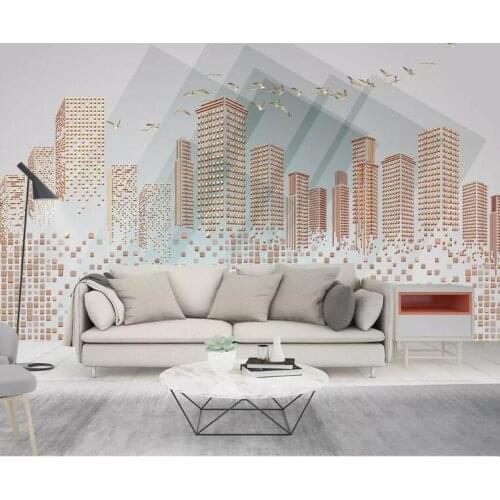 Bacal Custom 3d wallpaper geometric square 3d stereo city bird background wall papel de parede 3d wallpaper flooring mural