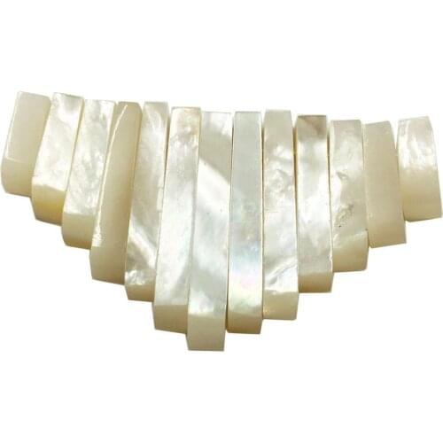 Free Shipping Women Fashion Jewelry White Mother of pearl Shell Oblong Pendant Bead 13pcs 1Set C8373