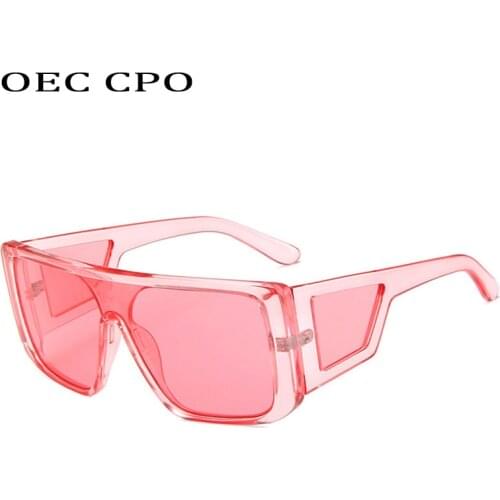 Oversized One Piece Sunglasses Women Brand Designer Fashion Flat Top Steampunk Sunglasses Men Vintage Eyewear UV400 O676