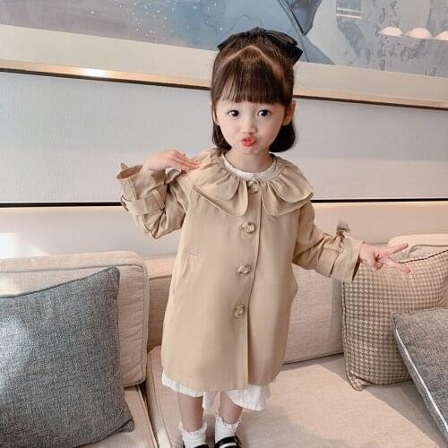 Girls Babys Kids Windbreaker Coat Jacket Outwear 2021 Beautiful Spring Autumn Cotton Buttons Cardigan School Childrens Clothin