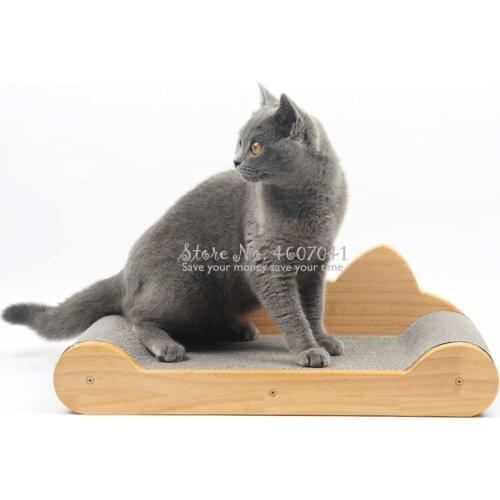 Cat Corrugated Paper bed with wood stands Kitten Scratching Board Pet Funny Platform Lounger Sofa for Cats Scratcher Toys