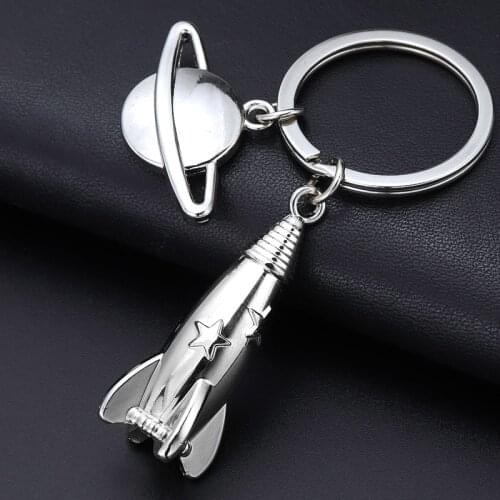 Earth Cute UFO-Space Astronaut Rocket Planet Spaceman Universe Stars Metal Key Ring KeyChain