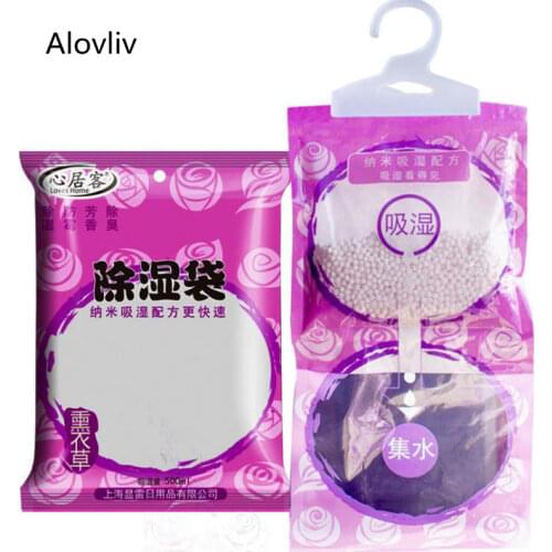 500ml Lavender Dehumidifier For Home Use Wardrobe Hangable Clothes Dryer with Desiccant Bedroom Mini Moisture Absorber Bag