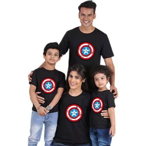 Captain shield t-shirt father son family matching clothes summer short sleeve tops Dad boy family match outfits