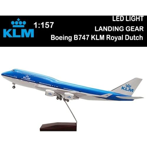 1/157 47CM Airplane Boeing 747 B747 KLM Royal Dutch Airlines Model Light Wheel Diecast Plane Collection Airliner Gift Toys Show
