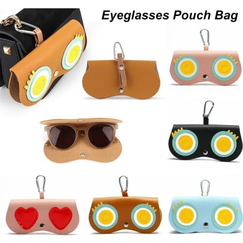Fashion Women PU Leather Eye Glasses Case Cute Cartoon Portable Glasses Storage Pendant Bag Sunglass Box Eyewear Pouch Bags