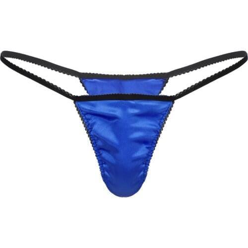 Mens Male Smooth Silky Satin Lingerie Panties Low Rise Front Jockstraps Bulge Pouch T-back G-string Briefs Slip Hommes Underwear